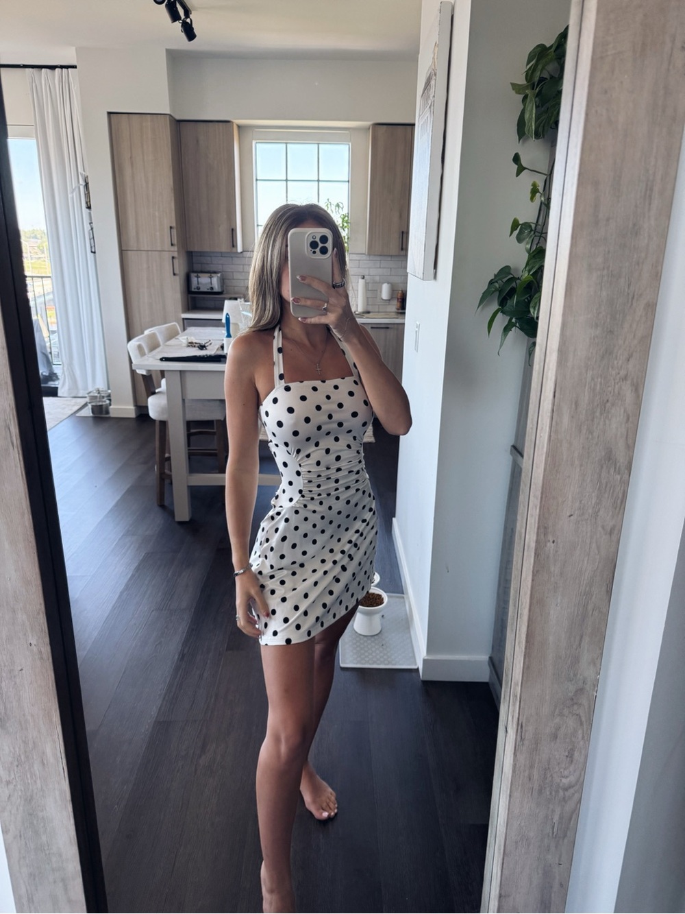 SHEIN White Halter Polka Dot Mini Dress (Size XS)